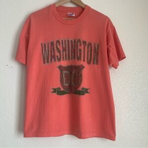 Vintage Washington DC Nations Capital paisley pattern graphic t-shirt, coral, L